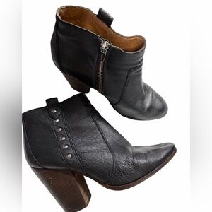 Coach Black Leather Ankle Booties with Stud Accents